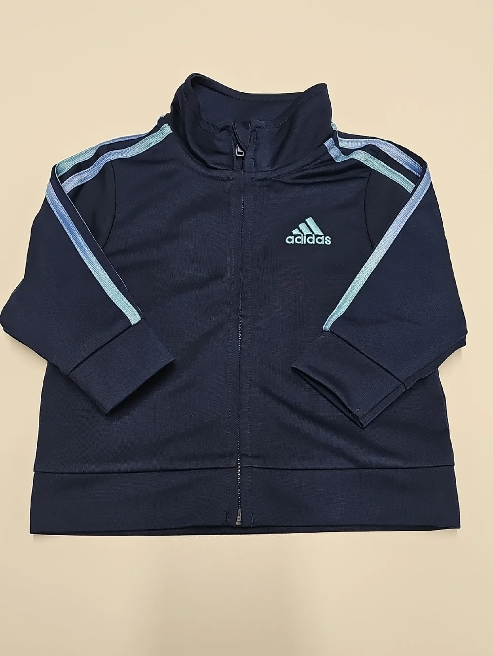 Adidas Cute Navy Track Jacket and Joggers Tracksuit with Light Blue Stripes